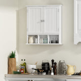 ChooChoo Bathroom Cabinet Wall Mounted 2-Door with 3 Open Shelves, Wooden Medicine Cabinets with Adjustable Shelf, Space Saver Storage Cabinets Over ChooChoo