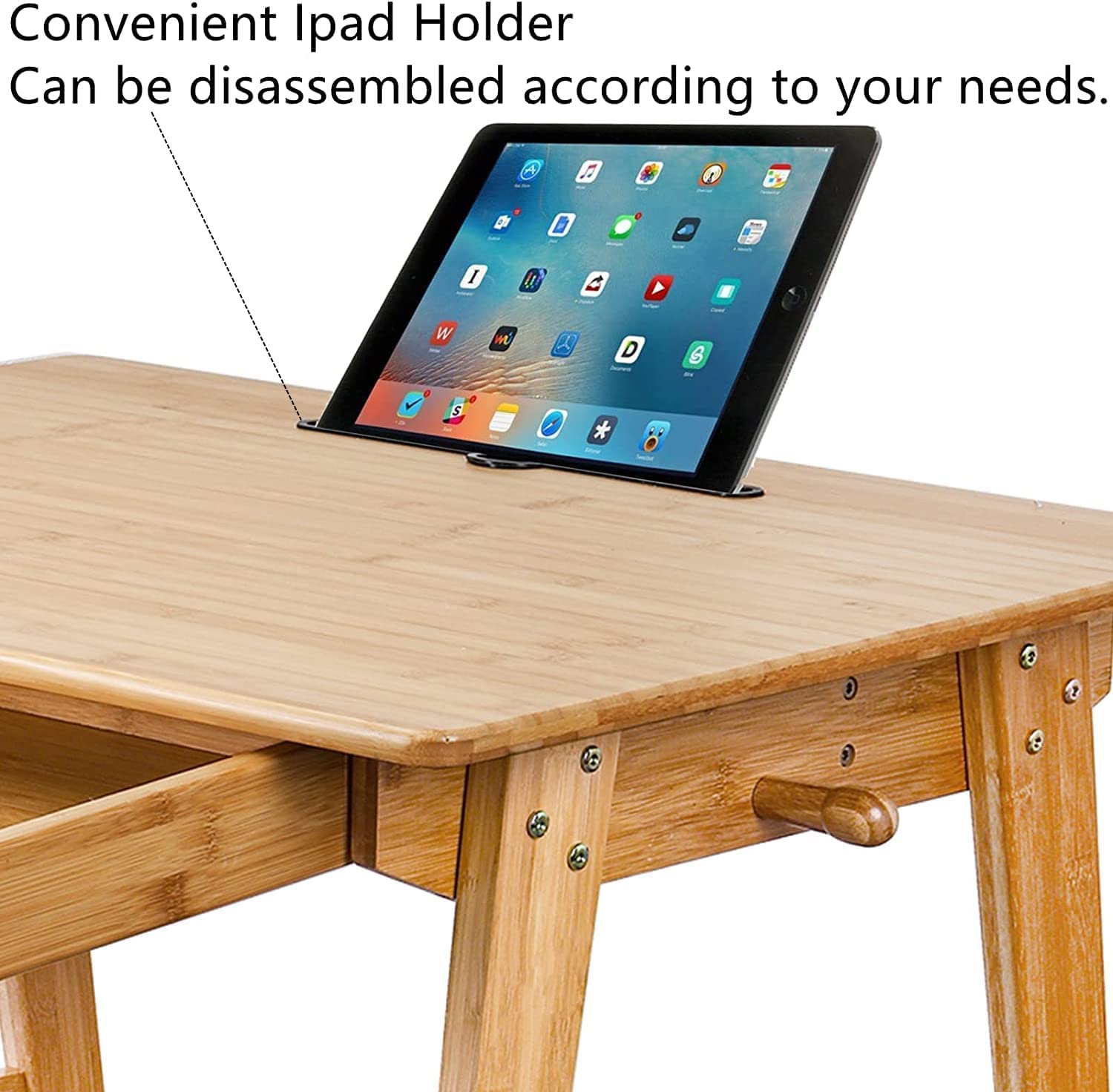 Dicunoy Computer Desk with 2 Drawers, 46" Solid Bamboo Home Office Writing Desk for Small Space, Compact Simple Tables with Gap Design and Hook for Dicunoy