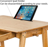 Dicunoy Computer Desk with 2 Drawers, 46" Solid Bamboo Home Office Writing Desk for Small Space, Compact Simple Tables with Gap Design and Hook for Dicunoy