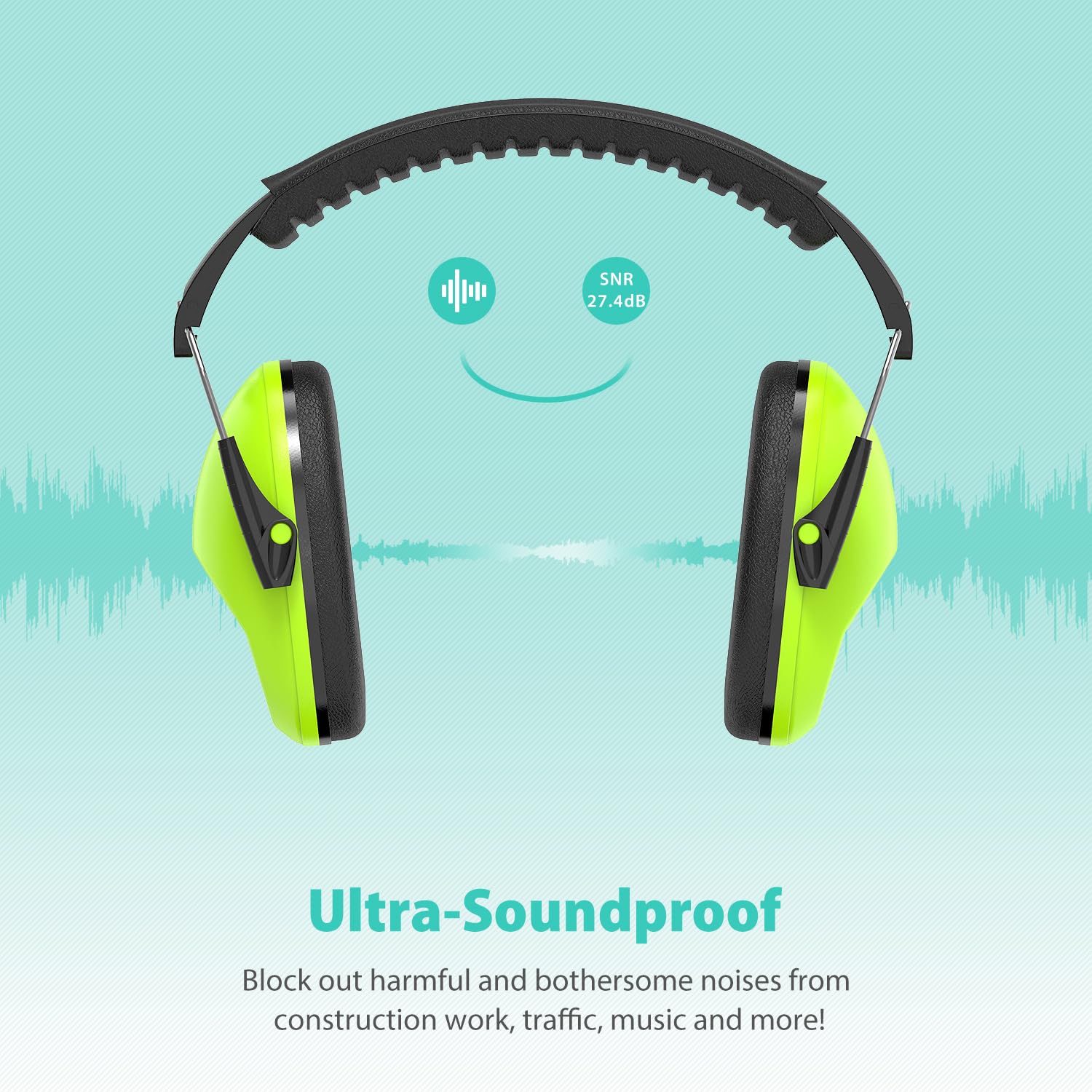 Dr.meter Ear Muffs for Noise Reduction: 27.4SNR Noise Cancelling Headphones for Kids with Adjustable Head Band, EM100 Hearing Protection Earmuffs for Dr.meter