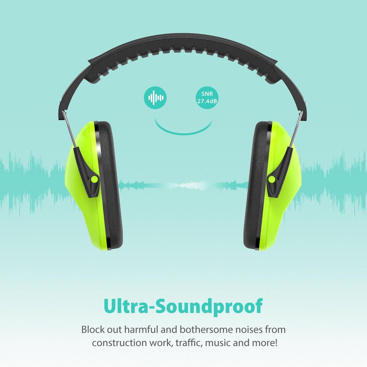 Dr.meter Ear Muffs for Noise Reduction: 27.4SNR Noise Cancelling Headphones for Kids with Adjustable Head Band, EM100 Hearing Protection Earmuffs for Dr.meter