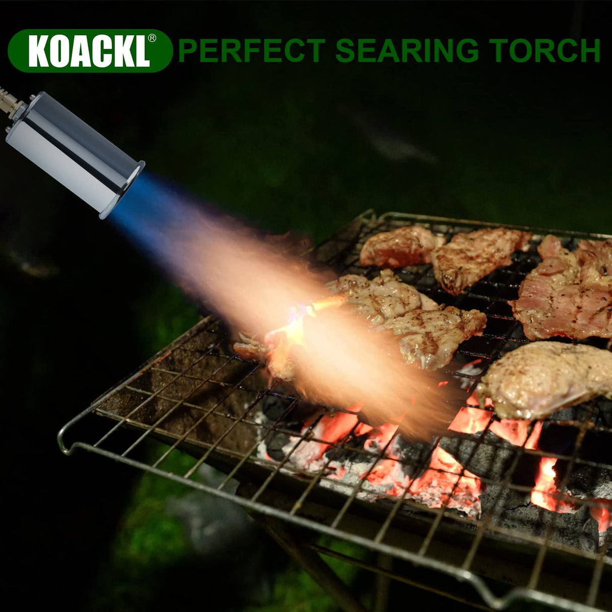 Koackl Powerful Propane Torch Head with Igniter, Campfire Starter, Charcoal Lighter, Welding Torch Head by MAPP, MAP/PRO, for Searing Steak, Koackl