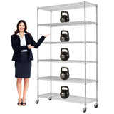 6-Tier Storage Shelf, Wire Shelving Unit NSF Certified Storage Rack 48" W x 18" D x 82" H 2100Lbs Capacity Adjustable Layer Heavy Duty Metal Rack Dopinmin