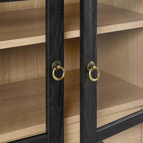Modway Nolan Modern Farmhouse 71" Tall Arched Storage Display Cabinet in Black Oak Wood Grain Modway