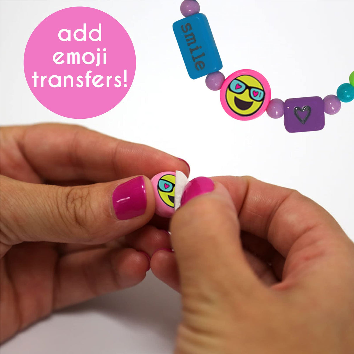 Just My Style Emoticon Message Beads, DIY 20+ Custom Accessories Using Symbols Alphabet Letters & Emojis, Great for Sleepover & Girls Night, Perfect Just My Style