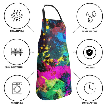 Deaowangluo Adult Size Adjustable Bib Colorful Paint Splatter Apron Extra Long Ties with Tool Pockets for Gifts-Home Kitchen Baking - WoodArtSupply