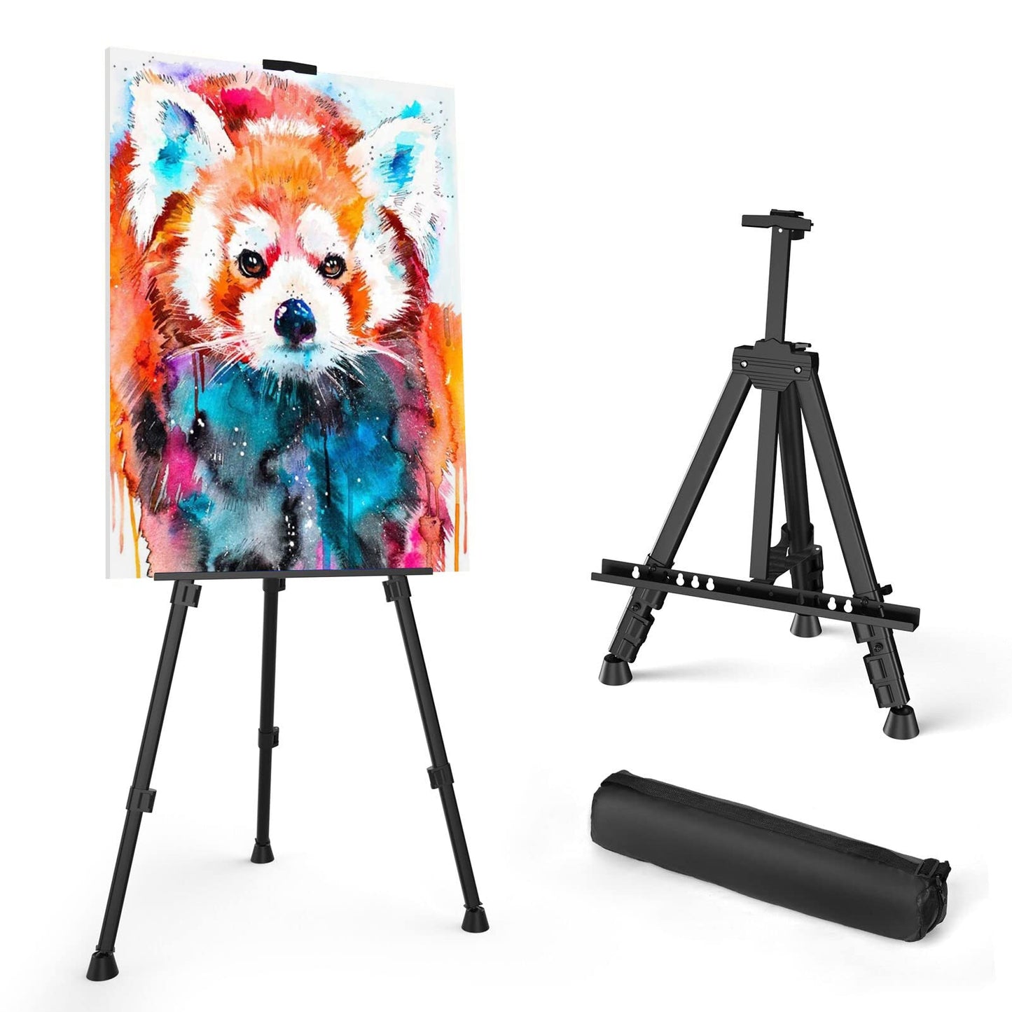 Art Painting Display Easel Stand - Portable Adjustable Aluminum Metal Tripod Artist Easel with Bag, Height from 17" to 66", Extra Sturdy for - WoodArtSupply