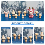 42 Pack Mini Various Sizes Mushroom Unfinished Wooden Mushroom Natural Wooden Mushrooms Paintable Mushroom Decorations Wooden Mushroom for Crafts Juexica