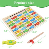 Magnetic Wooden Fishing Game Toy for Toddlers, Alphabet Fish Catching Counting Games Puzzle with Numbers and Letters, Preschool Learning ABC Math NASHRIO
