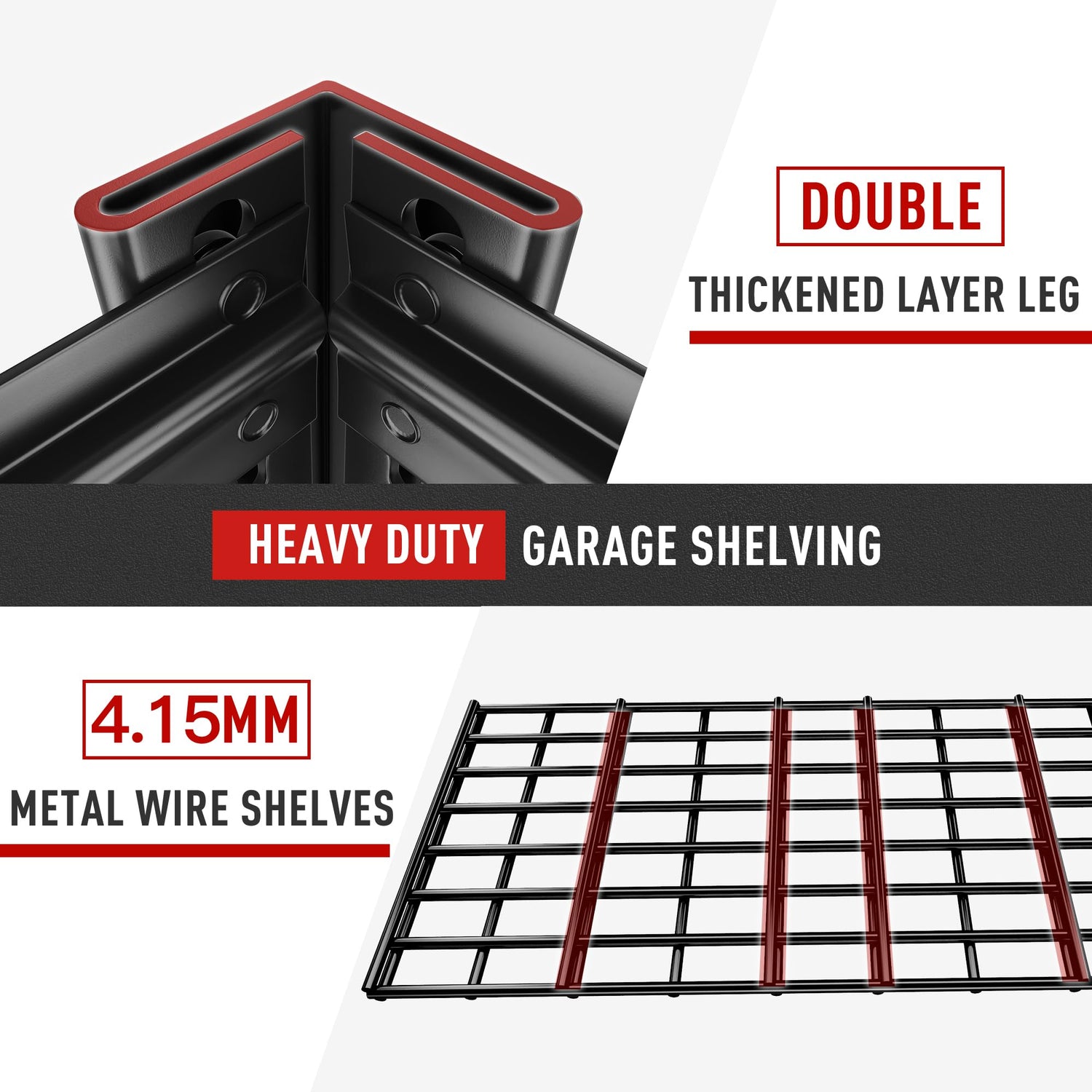 REIBII Garage Shelving Heavy Duty Load 2000LBS Garage Storage Shelves with Bag 5 Tier Adjustable Metal Storage Shelving for Gagrage Shelves Storage REIBII