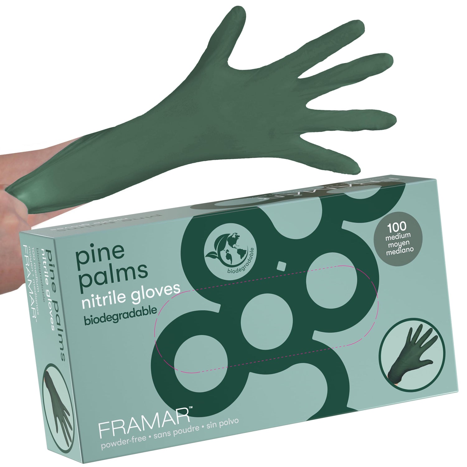 FRAMAR Green Gloves Disposable Latex Free – Heavy Duty Nitrile Gloves Medium, Disposable Gloves Medium Nitrile Gloves, Tattoo Gloves, Guantes FRAMAR