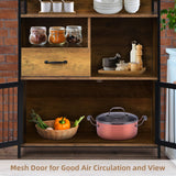 LOKO Buffet Cabinet with Storage, Rustic Kitchen Sideboard Storage Cabinet with Drawer, Credenza Storage Cabinet with Metal Mesh Doors, 31.5 x 14 x LOKO