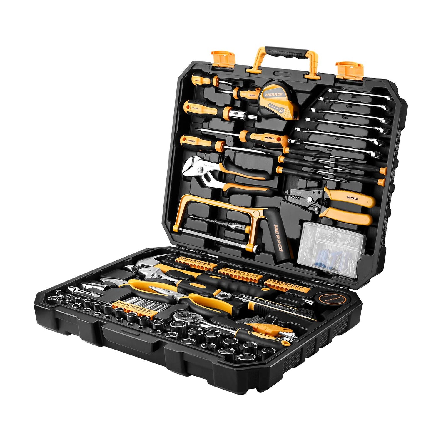 DEKOPRO 198 Piece Home Repair Tool Kit, Wrench Plastic Toolbox with General Household Hand Tool Set DEKOPRO