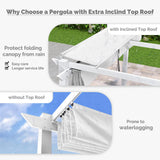 PURPLE LEAF 10' x 13' Outdoor Retractable Pergola White Heavy-Duty Aluminum Pergola Patio Modern Pergola with Double Sun Shade Canopy for Gardens PURPLE LEAF