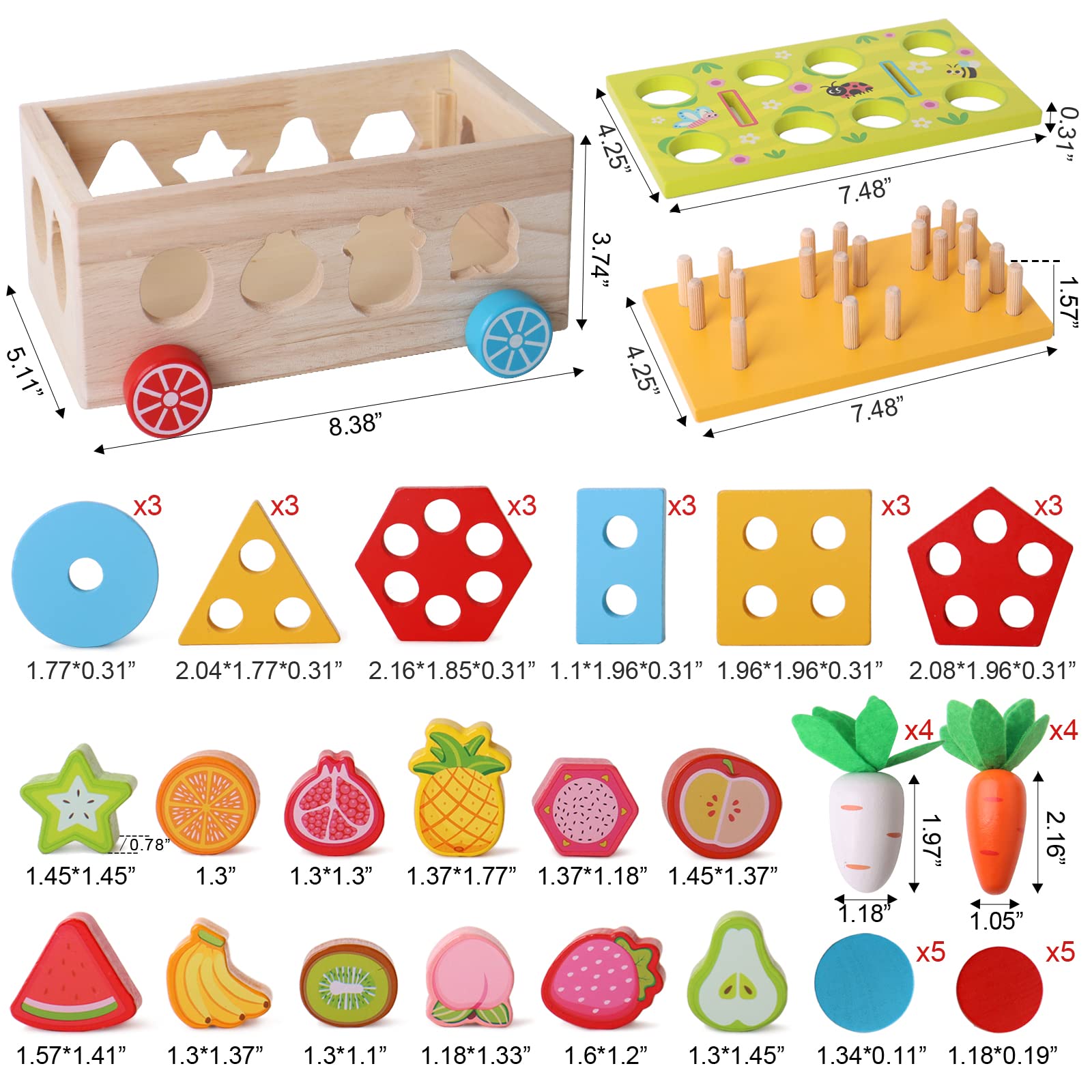 BEAUAM Toddlers Montessori Educational Toys for Boys 2 3 4 Year Old Girls, Wood Shape Classification Toys for Gifts for Children 2-4, Wood Preschool - WoodArtSupply