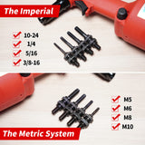 EROSHAK Industrial Hydraulic Pneumatic Riveter Automatic Air Rivet Nut Gun Tool Setting Kit Rivnut Riveting，with Metric & SAE Mandrels (8 Size) EROSHAK