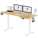 FLEXISPOT Standing Desk 63 x 30 Inch Adjustable Height Desk with Splice Board Home Office Computer Workstation Electric Sit Stand up Desk, Maple Top FLEXISPOT