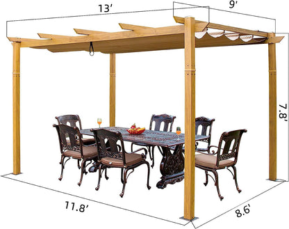 Domi 9’x13' Outdoor Retractable Pergola Against The Wall with Sun Shade Canopy, Pergolas and Gazebos Clearance, Patio Metal Canopy for Deck, Garden,