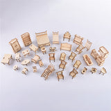 3D Wooden Dollhouse Furniture Puzzle DIY House Room Miniature Furniture Sets Puzzle Gift for Kids,House DIY Accessories and Furniture ROEOLNIL