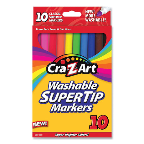 Cra-Z-Art Washable Supertip Markers, Fine/Broad Bullet Tips, Assorted Colors, 10/Set (1007348) Cra-Z-Art