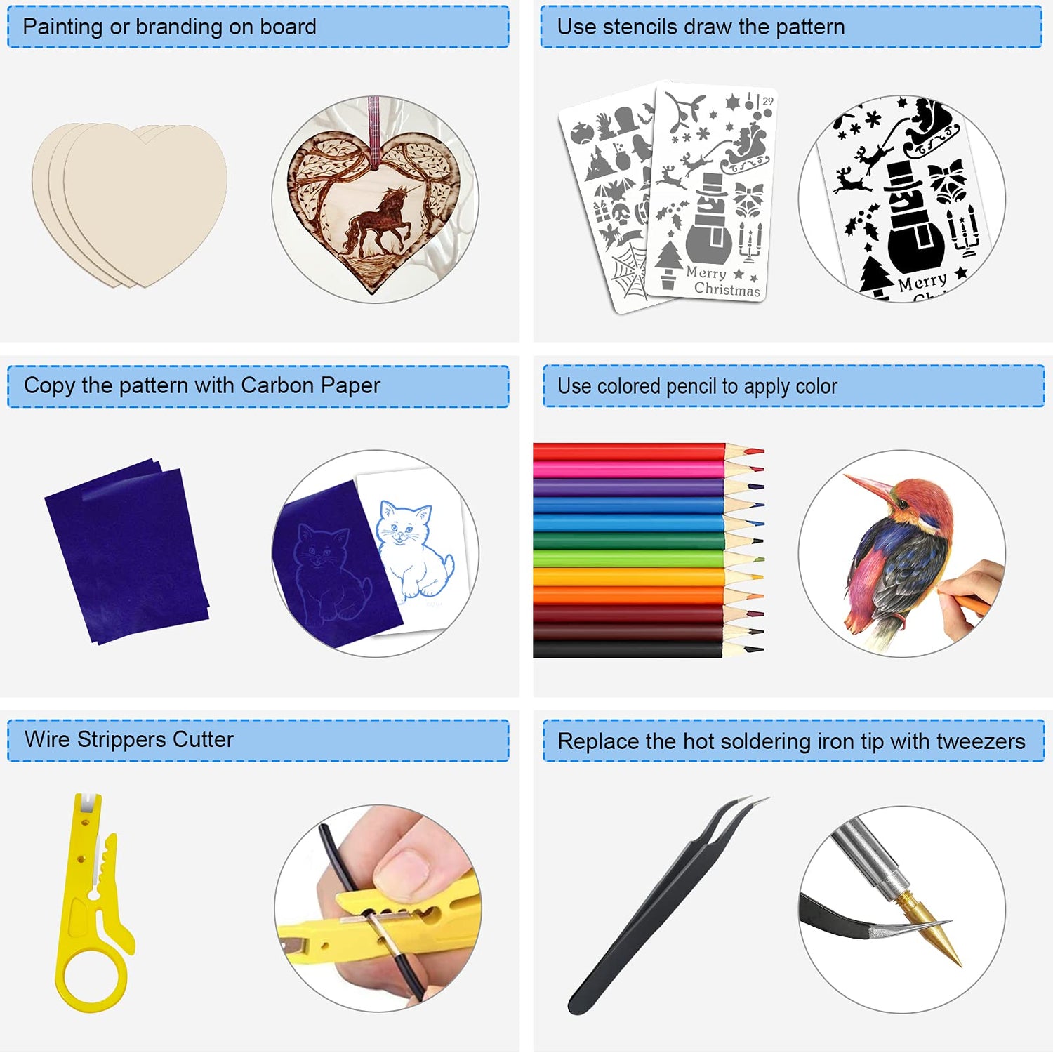 116pcs Wood Burning Kit, Professional Wood Burning Tool with Soldering, DIY Creative Tools Adjustable Temperature 220~480℃ Wood Burner Soldering Pen IVSUN