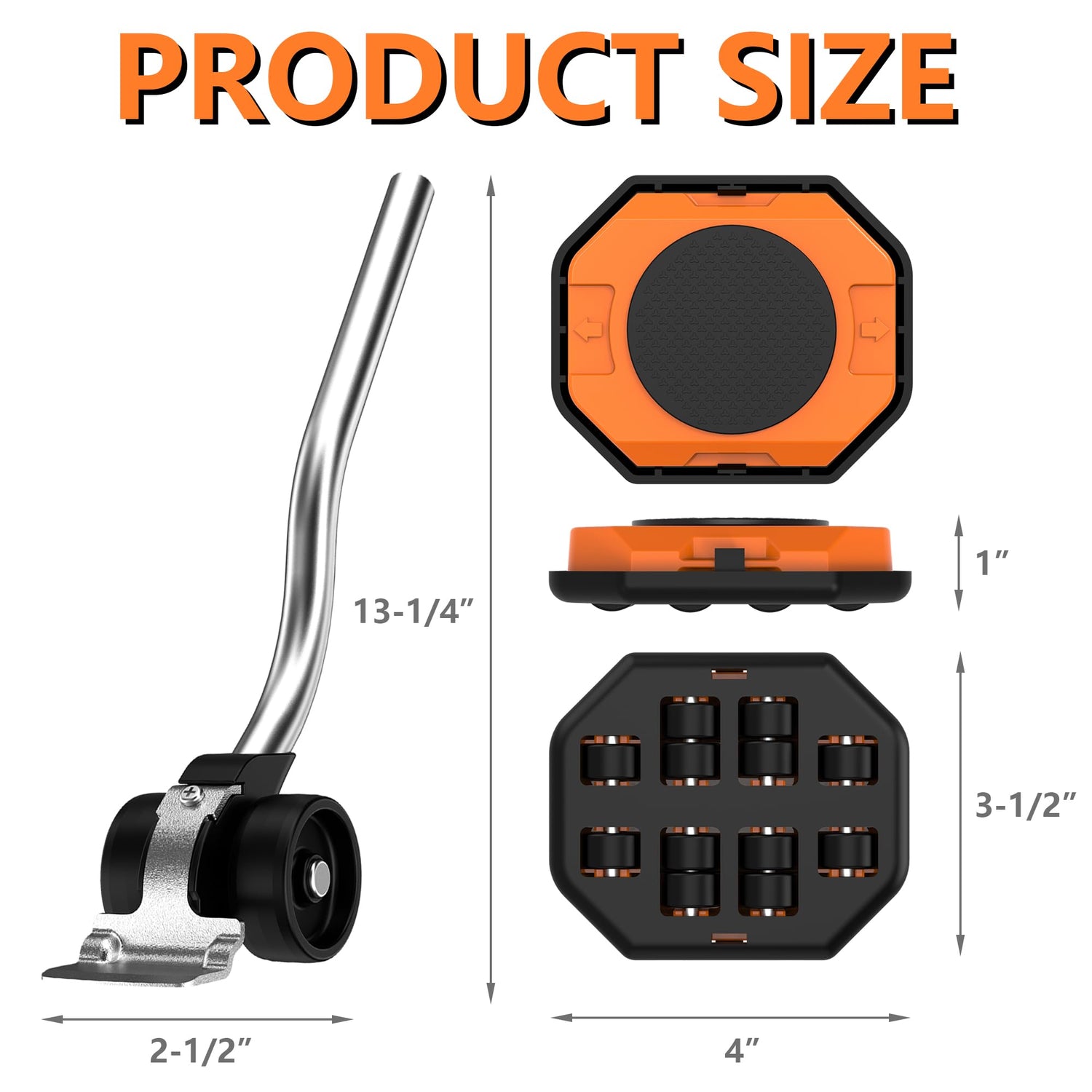 Furniture Lift Mover Tool, Heavy Duty Furniture Lifter and Movers Set with Sliders - Easily Move Heavy Items on Hardwood Flooring and Carpet (Orange) ONEON