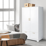 VINGLI Wide White Armoire Wardrobe Closet with Adjustable Shelves and Drawers, 60" Freestanding Closet Wardrobe Cabinet, Armoires and Wardrobes with VINGLI