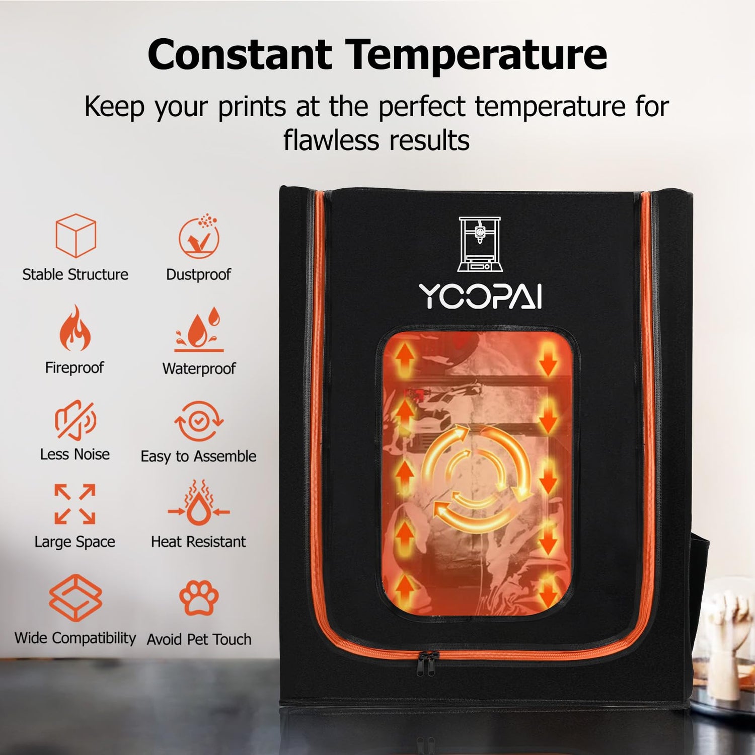 3D Printer Enclosure with LED Lighting, Fireproof Dustproof Tent Constant Temperature Protective Cover for Creality Ender 3/Ender 3 Pro/Ender YOOPAI