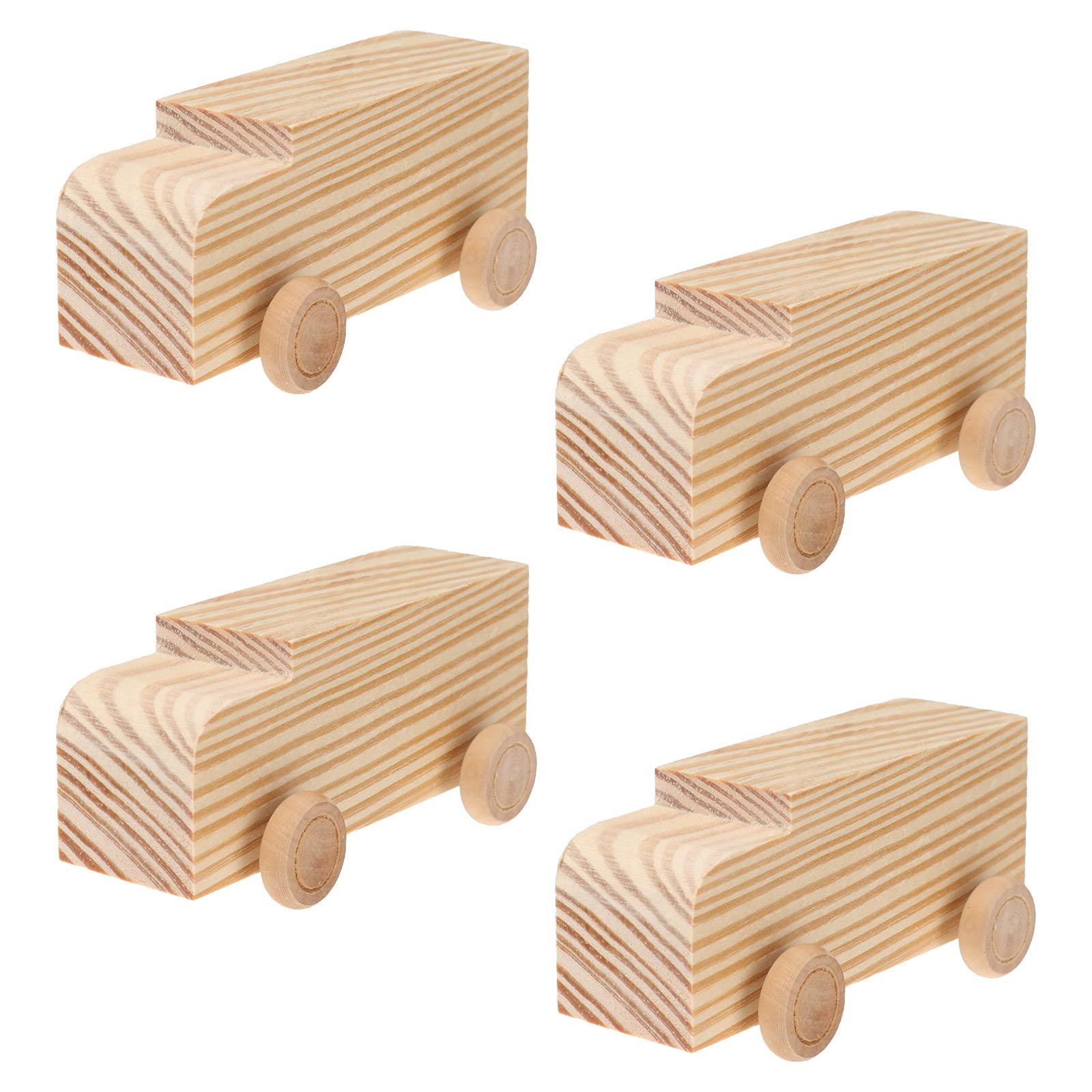 SUPVOX Kids Truck Toys 4pcs Unfinished Wooden Cars Unpainted Wood Ornamet Car Toys for DIY Craft Painting Art Project Kids Car Toys - WoodArtSupply