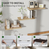 Floating Shelves, 17 Inch Wall Shelf Set of 3, Rustic Wood Shelves for Wall Storage, Wall Mounted Wooden Display Shelf for Bedroom Kitchen, Marsmiles