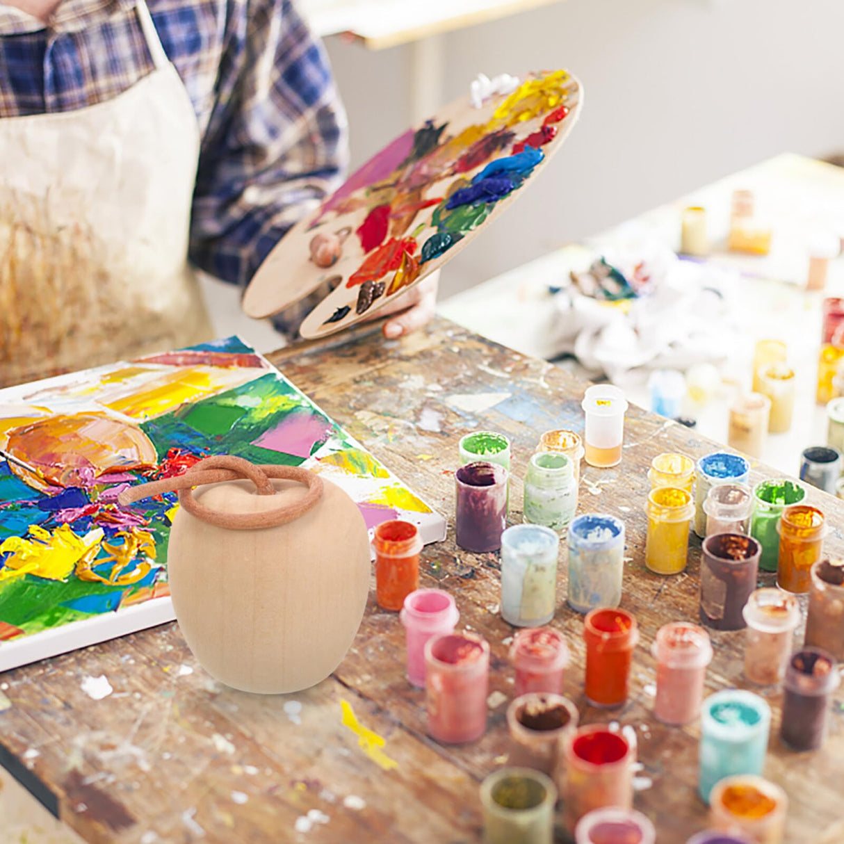 ABOOFAN Unfinished Wooden Apples 5pcs Wooden Crafts DIY Unpainted Fruit Shape Art Crafts for Color Painting Wooden Mini Wooden Peg Dolls ABOOFAN