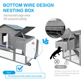 PetsCosset 79" Wooden Chicken Coop Rabbit Cage with Nesting Box, Waterproof Roof, Removable Tray, Combinable PetsCosset