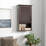 Tangkula Medicine Cabinet, Wall Mounted Bathroom Cabinet Single Door Wooden Bathroom Wall Cabinet with Adjustable Shelf (Brown) Tangkula