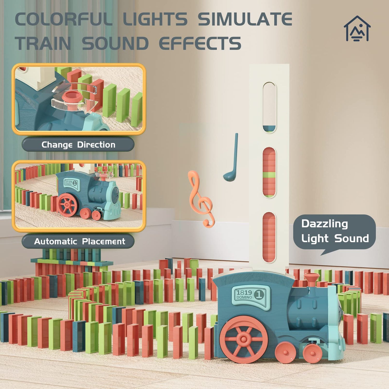 PREPHY Kids Games Domino Train Toys: 180PCS Automatic Stacking Creative Game 3+ Year Old - Stem Montessori Toy for Boys 4-6 - Summer Autistic PREPHY