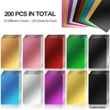 200 Pcs Metal Business Card Blanks, Colorful Aluminum Laser Engraving Blanks Multipurpose Metal Cards Laser Engraving DIY Cards for Circut, CNC, Blavvennt