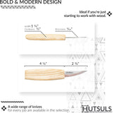 Hutsuls Sloyd Whittling Knife 6.5 in and HUTSULS Premium Black Leather Strop 3 x 8 in 4.0 mm Polishing Compound 1 oz Bundle Hutsuls
