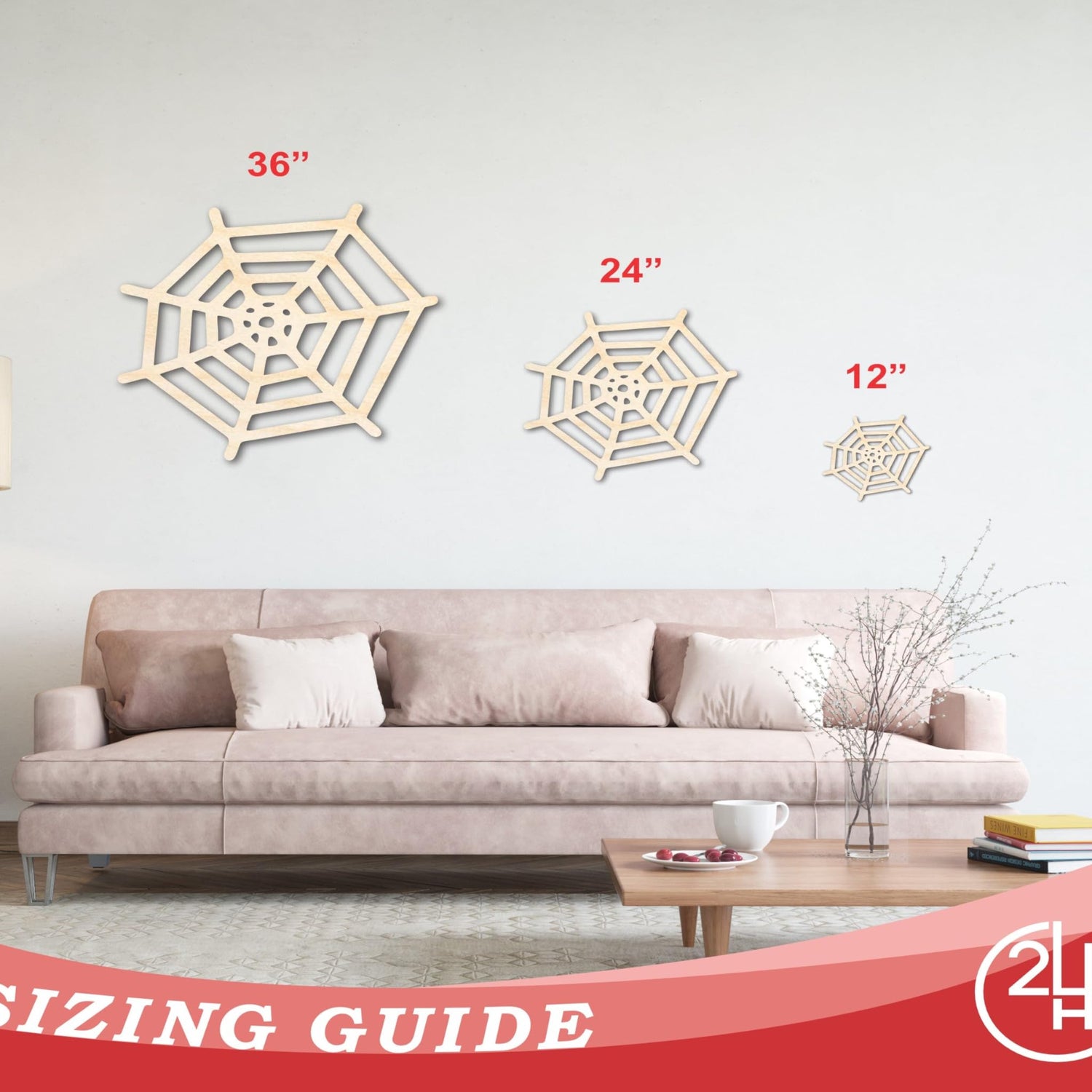 Unfinished Wood Spider Web Shape - Insect - Animal - Wildlife - Craft - up to 24" DIY 8" / 1/8" 24 Hour Crafts