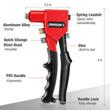 Arrow Hand Riveter Kit, RT187M Professional Pop Rivet Gun with 3/32", 1/8", 5/32", 3/16" 100 Pieces Rivets (Each 25 Pieces), Great for Metal, Gutter Arrow