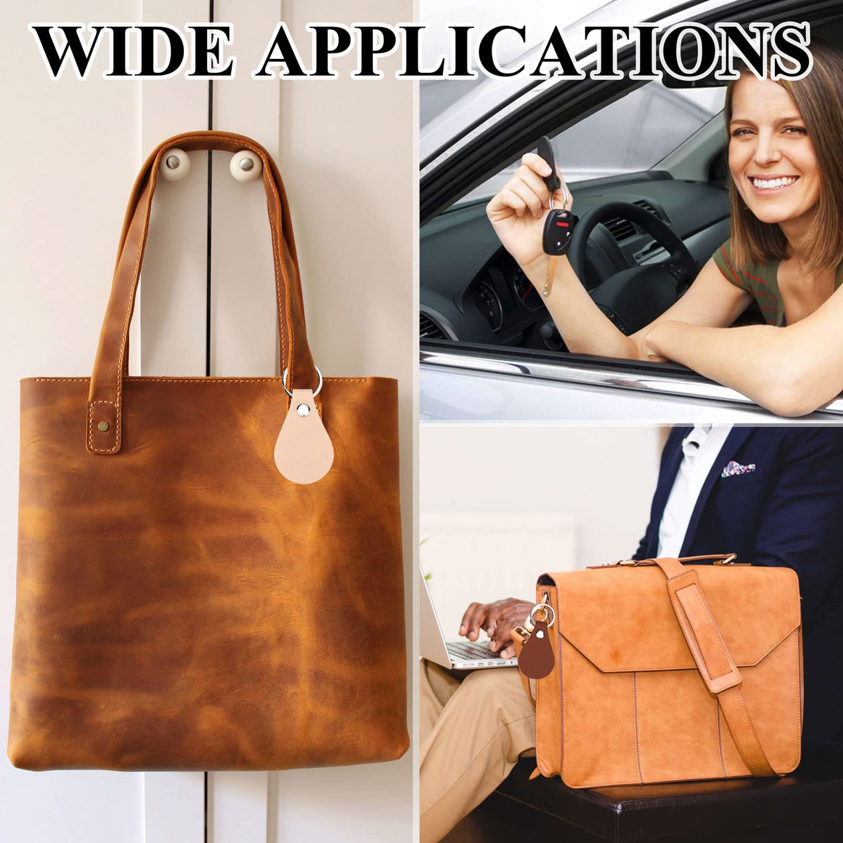 20 Pack Leather Key Fob Kit PU Leather Keychain Blanks with Key Rings and Rivets Key Chain Blanks for DIY Craft Laser Engraving Keychain Making TiciKim