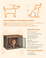 Feandrea Dog Crate Furniture, 38 Inches Dog Kennel for Dogs up to 70 lb, with Removable Tray, Heavy-Duty Dog Cage End Table, Double Doors Dog House, Feandrea