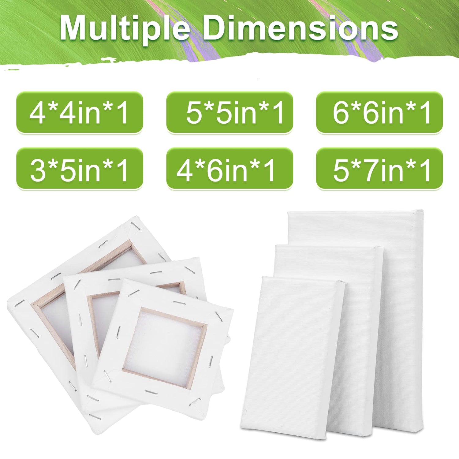 6Packs Mini Stretched Canvases for Painting with 3x5”, 4x4”, 4x6”, 5x5”, 5x7”, 6x6”, Painting Canvas for Oil & Acrylic Paint. ESRICH