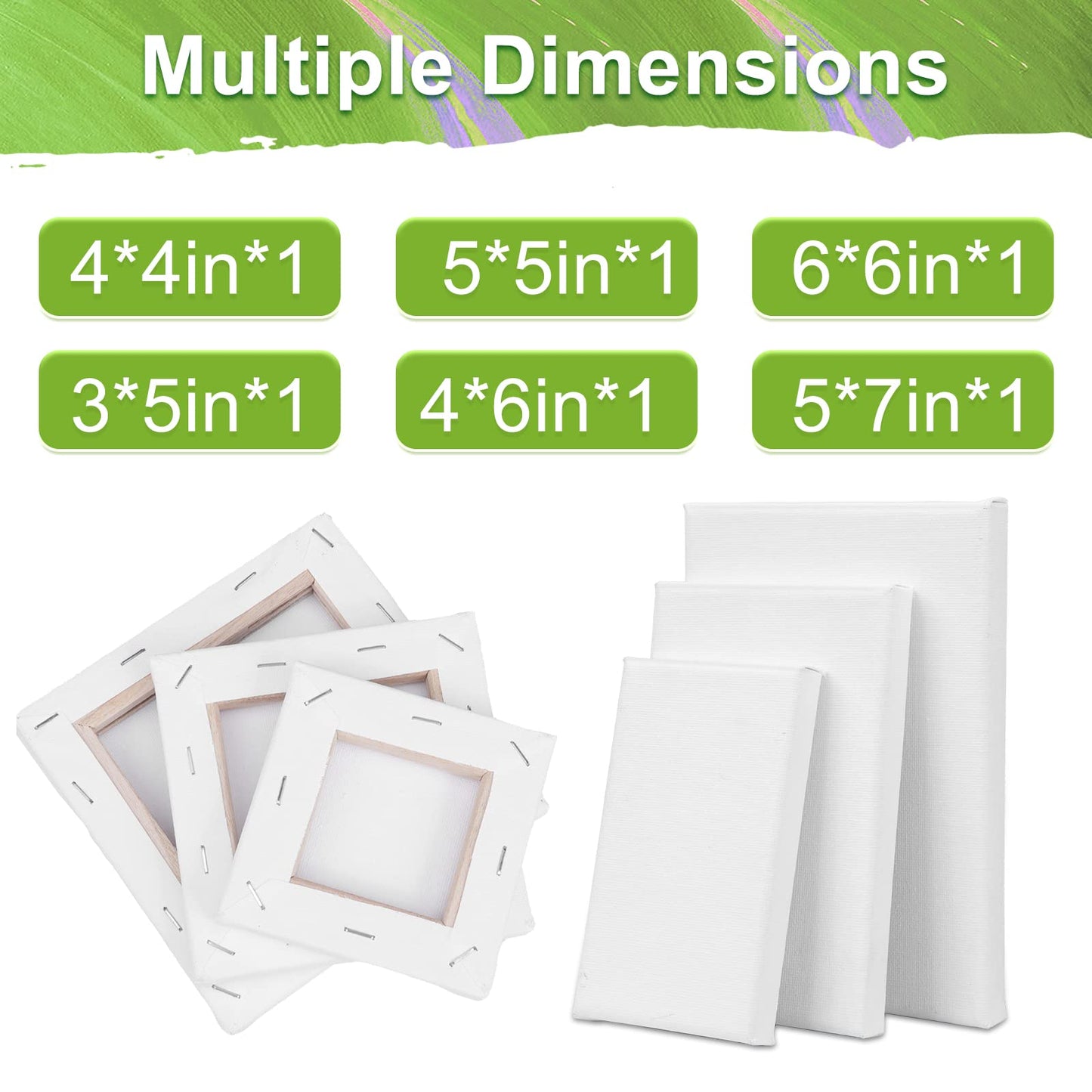 6Packs Mini Stretched Canvases for Painting with 3x5”, 4x4”, 4x6”, 5x5”, 5x7”, 6x6”, Painting Canvas for Oil & Acrylic Paint. - WoodArtSupply