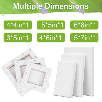 6Packs Mini Stretched Canvases for Painting with 3x5”, 4x4”, 4x6”, 5x5”, 5x7”, 6x6”, Painting Canvas for Oil & Acrylic Paint. - WoodArtSupply