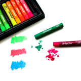 Artecho Neon Oil Pastels Set of 12 Colors (10x70mm), Soft Oil Pastels for Art Painting, Drawing, Blending, Oil Crayons Pastels Art Supplies for Artecho