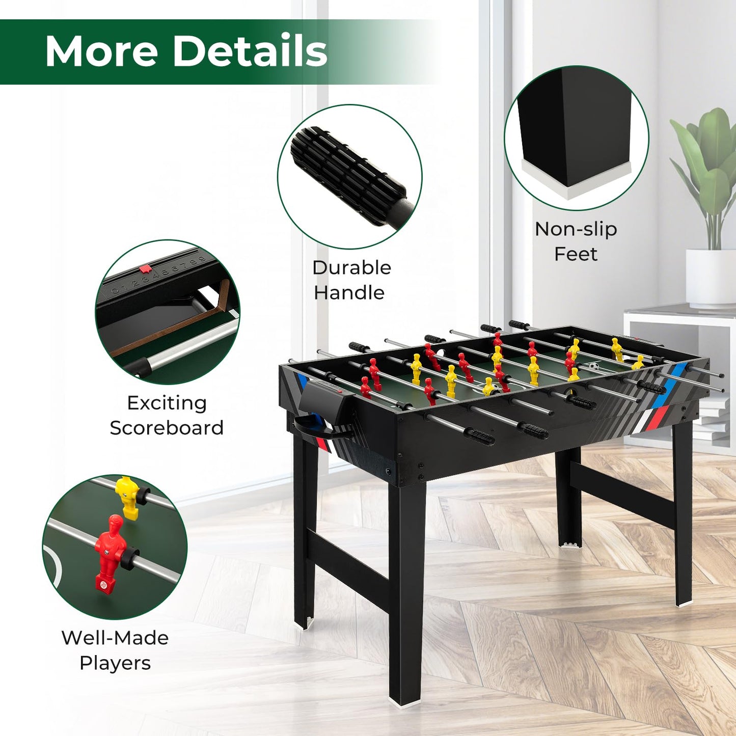 Goplus 4-in-1 Combination Game Table, Multi Game Table Set with Soccer, Air Hockey, Billiards, Table Tennis Tabletop, Pool Table Foosball Table for - WoodArtSupply