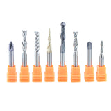 SpeTool 8Pcs Carbide CNC Router Bits Set 1/4 Inch Shank for Woodworking Detail Carving Trimming V Groove Engraving Slotting Mortise SpeTool