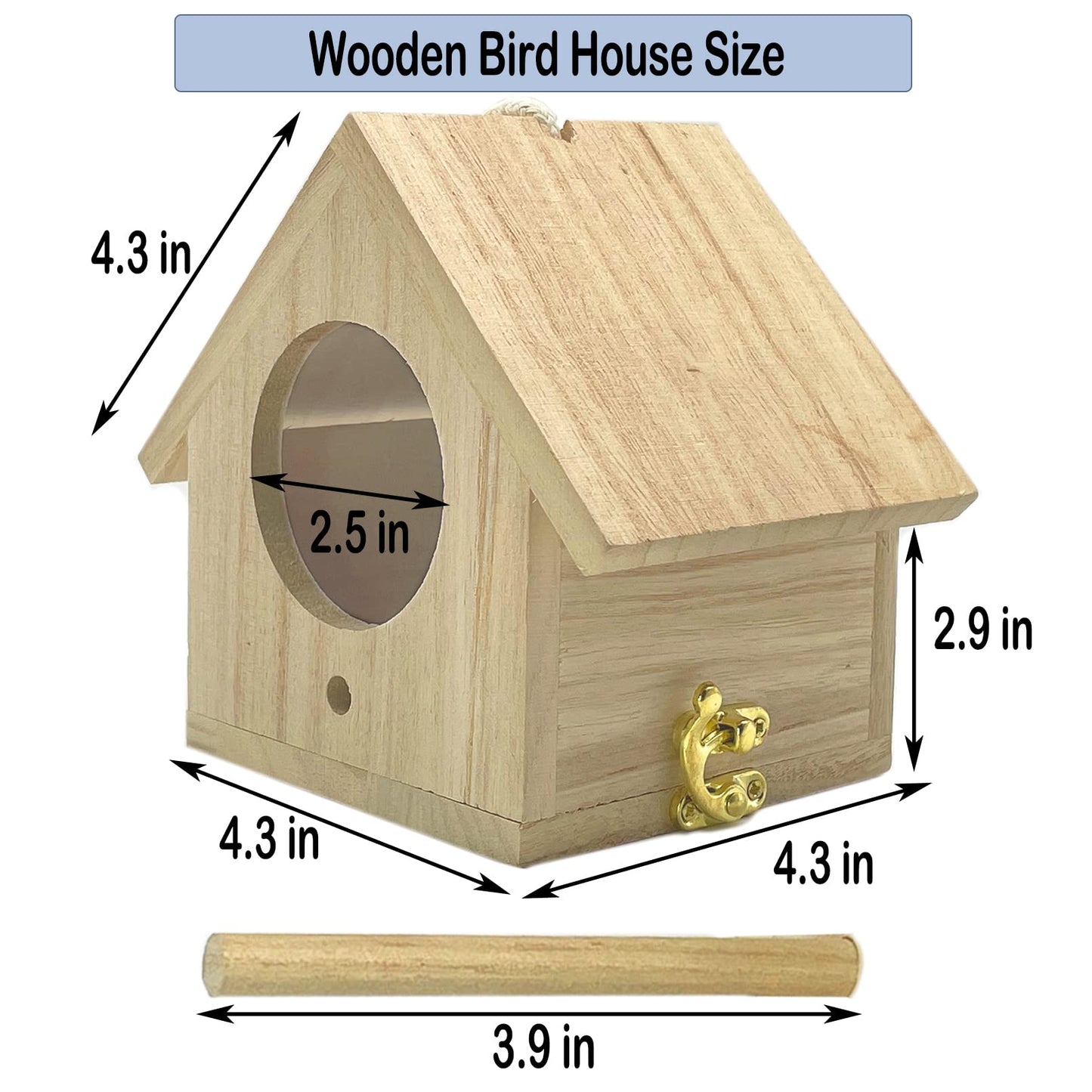 Tfwadmx Wooden Bird House, Hanging Birdhouse for Outside, Garden Patio Decorative Nest Box Bird House for Wren Swallow Sparrow Hummingbird Finch - WoodArtSupply