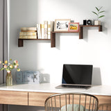 SRIWATANA Floating Shelves Wall Mounted, Solid Wood Wall Shelves Set of 3, Dark Brown… SRIWATANA