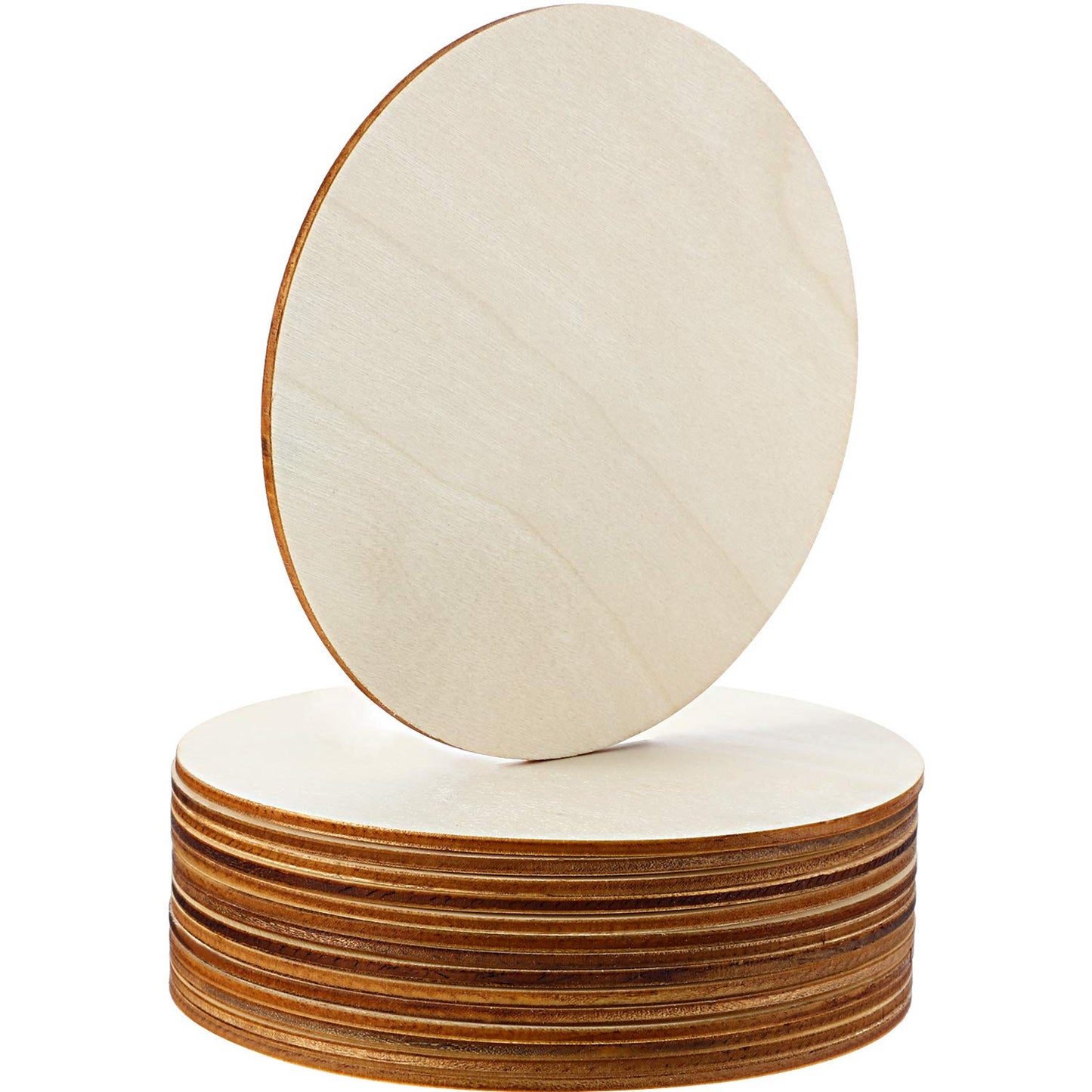 Boao Unfinished Wood Circle Round Wood Pieces Blank Round Ornaments Wooden Cutouts for DIY Craft Project, Decoration, Laser Engraving Carving, 1/8 - WoodArtSupply