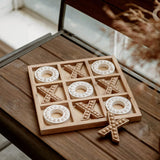 NIKKY HOME Tic Tac Toe Wood Board Game for Kids Family, 10.6 Inch Rustic Wooden Coffee Table Decor, Wood & White NIKKY HOME
